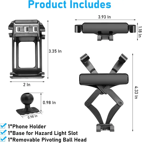 Miniatura 8 de Compatible con soporte para teléfono Honda Civic 2016-2021, ranura de luz de peligro de montaje, para soporte de teléfono Civic Air Vent de 10ª