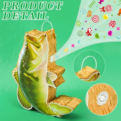Miniatura 3 de Piñata de pez océano bajo el mar Piñata de pesca para decoración de fiesta de cumpleaños con palo de murciélago y confeti para pesca, pescadores