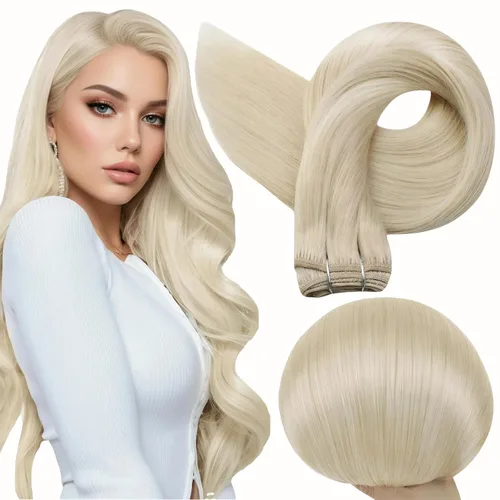 Miniatura 13 de Full Shine Extensiones de cabello humano, 18 pulgadas, mechones de trama, color #2 castaño oscuro, 3.5 onzas, cabello Remy para coser, doble trama