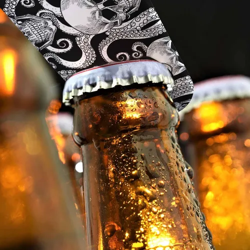 Miniatura 4 de Abrebotellas de acero inoxidable con diseño de calavera, hueso pirata, pulpo, tentáculo, malvado, estilo Rock-N-Roll, llavero para el hogar, cocina