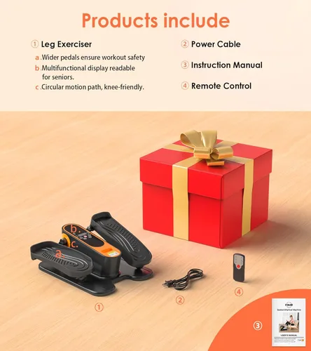 Miniatura 9 de Máquina elíptica para debajo del escritorio, máquina portátil de ejercicio de pedal sentado para personas mayores, ejercitador de piernas Elipse