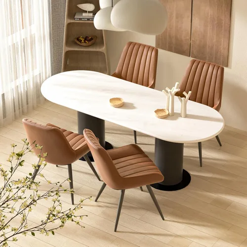Miniatura 16 de Nalupatio Juego de 2 sillas de comedor modernas, cómodas sillas de comedor con cojines gruesos, sillas laterales tapizadas de tela con patas de Negro