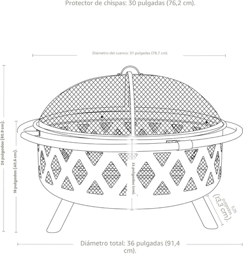 Miniatura 8 de Sunnydaze Crossweave - Hoguera para exteriores, brasero de leña para exteriores con pantalla de chispas, póker y cubierta redonda, 30 pulgadas