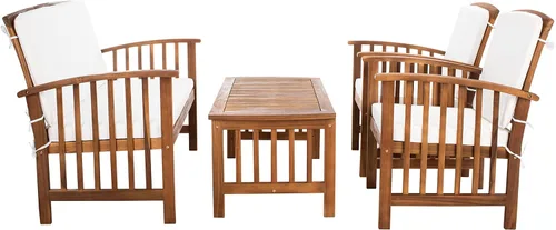Miniatura 12 de Safavieh - Rocklin - Juego de 4 piezas para patio y exteriores (almohadas incluidas), colores gris y beige PAT7007H Gris/Beige/Rayas