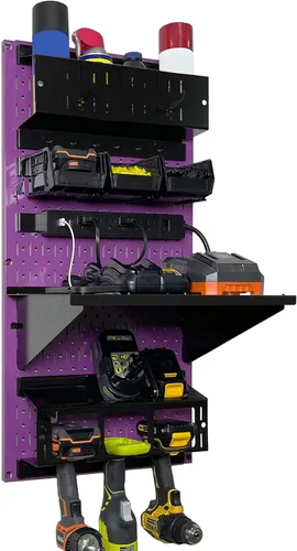 Miniatura 15 de Wall Control Kit organizador de almacenamiento de herramientas eléctricas, soporte para taladro inalámbrico, estación de carga, 16 x 32 pulgadas