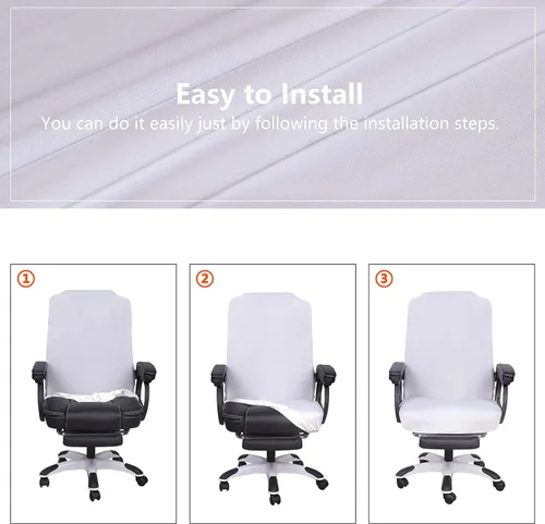 Miniatura 5 de SARAFLORA - Fundas elásticas y lavables para sillas de computadora en oficina, para silla giratoria universal, tamaño grande, color blanco