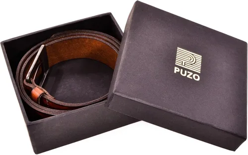 Miniatura 5 de PUZO Cinturón de cuero de grano completo de 1.496in de ancho para hombre