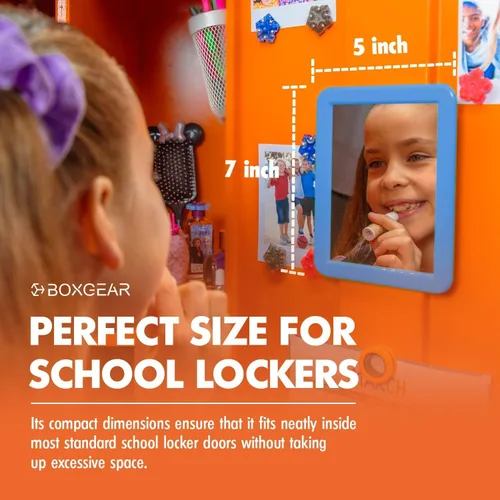 Miniatura 2 de Boxgear Magnetic Locker Mirror - 5" x 7"- for School Locker, Bathroom, Household Refrigerator, Locker Accessory, Workshop Toolbox or Office Cabinet