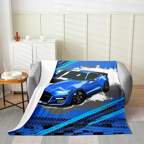 Miniatura 6 de Erosebridal Manta roja de coche de carreras para niños y adolescentes, manta fresca de coche de carreras de 40 x 50 pulgadas, manta de forro polar