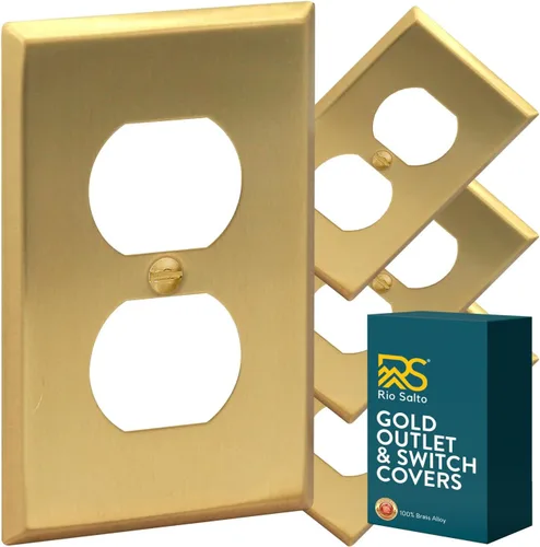 Miniatura 27 de Rio Salto BRASS - Cubierta de pared de metal dorado para toma de corriente o interruptor de luz, placa de pared resistente a la corrosión, cubierta