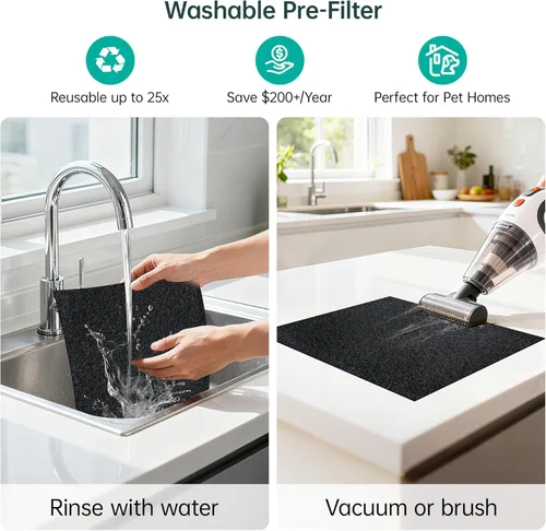 Miniatura 6 de Purificadores de aire para el hogar, habitación grande de hasta 3500 pies cuadrados con filtros lavables, HEPA de doble cara con pantalla PM 2.5