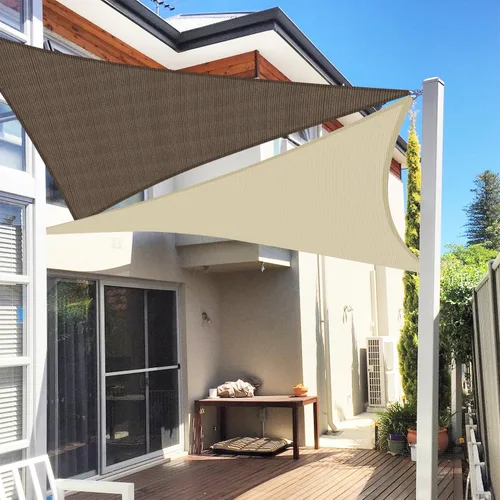 Miniatura 7 de E&K Toldo parasol triangular derecho Sunrise de 8 x 8 x 11 pies, bloquea los rayos UV, para pérgola, patio, jardín, al aire libre (beige)