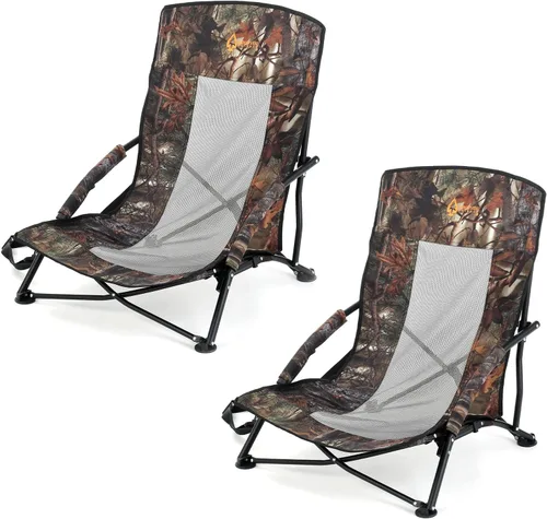 Miniatura 9 de ARROWHEAD OUTDOOR Silla ciega plegable portátil de caza de pavos con reposabrazos acolchado, pies sin hundimiento y correa para el hombro, Camuflaje