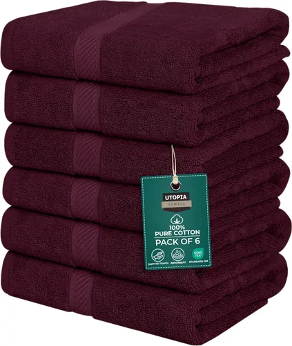 Miniatura 20 de Utopia Towels Juego de 6 toallas de baño (24 x 48 pulgadas), 100% algodón hilado en anillo de 500 GSM, medianas, ligeras y altamente absorbentes