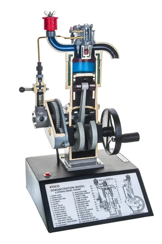 Eisco Labs. modelo de manivela de mano, 4 tiempos, diésel, con piezas de accionamiento movibles para demostrar conceptos básicos del motor, 16" de