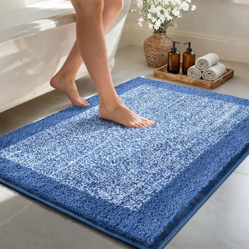 Miniatura 69 de Alfombras de baño de 17 x 24 pulgadas, antideslizantes, lavables, color gris, para bañera, tapete de baño para baño, tapete suave y absorbente