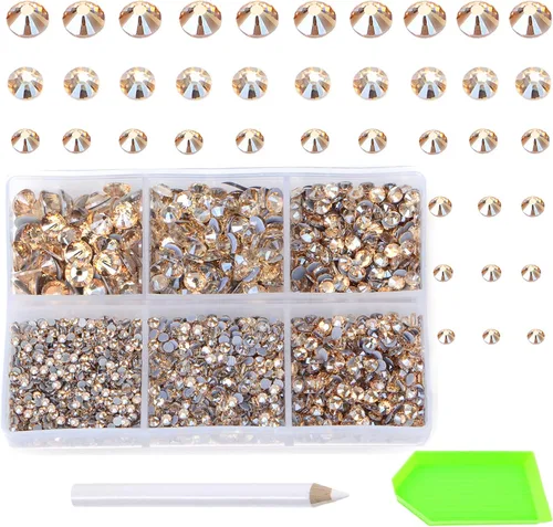 Miniatura 17 de AD Beads 4500 diamantes de imitación termoadhesivos con parte trasera plana, 6 tamaños (0.079-0.236 in), gemas de cristal redondas con pinzas