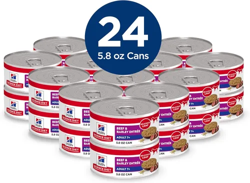 Miniatura 3 de Hill's Science Diet Adult 7+, Senior Adult 7+ Premium Nutrition, alimento húmedo para perros, pan de carne de res y cebada, lata de 5.8 onzas, caja