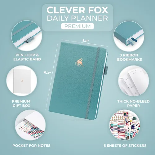 Miniatura 2 de Clever Fox Agenda Diaria, edición superior. - Planificador diario de lujo con horario por hora, organizador personal, diario de productividad