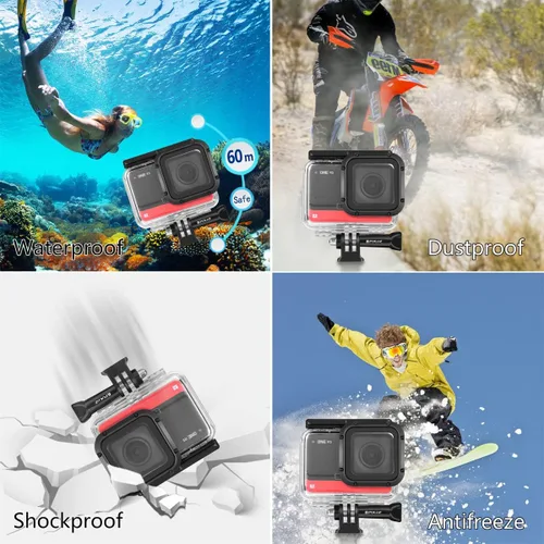 Miniatura 7 de Funda de buceo para cámara de acción Insta360 ONE RS 4K Edition, carcasa impermeable para buceo subacuático, 196.9 ft/196 pies con accesorio