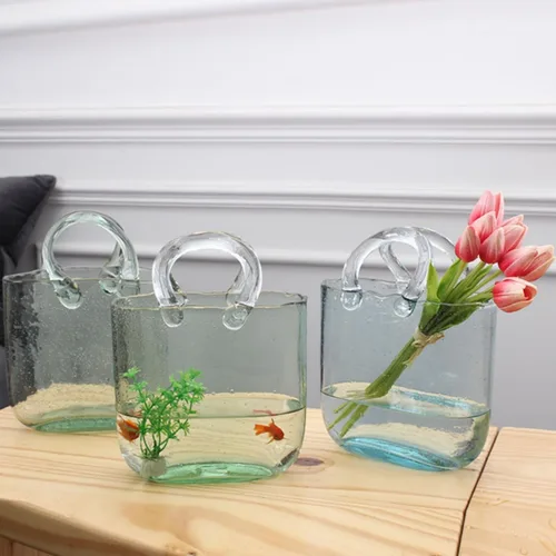 Miniatura 7 de Jarrón de cristal para bolso, bonito jarrón de cristal transparente para centros de mesa, dormitorio, decoración de mesa de oficina, eventos