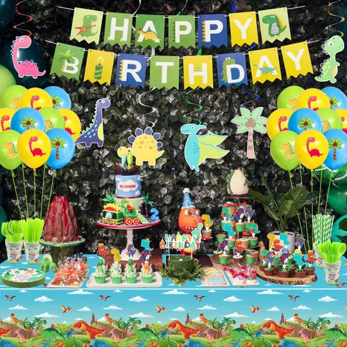 Miniatura 2 de 4 manteles de dinosaurio para decoración de fiesta de dinosaurios, suministros de fiesta de dinosaurios de 86 x 51 pulgadas, mantel rectangular