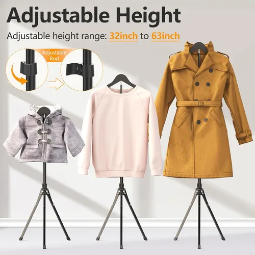Miniatura 2 de Soporte de exhibición ajustable de camisa de 32 a 63 pulgadas, soporte de exhibición de ropa plegable, torso de maniquí para vendedores minoristas