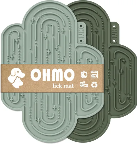 OHMO - Alfombrilla para lamer cactus para perros y gatos (paquete de 2) Comedero lento para mascotas fácil de limpiar con ventosas, almohadilla para