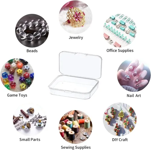 Miniatura 7 de MFDSJ 6 piezas de recipientes de almacenamiento de plástico mini con tapa, caja rectangular transparente de 4.5x3.4 pulgadas para recoger objetos