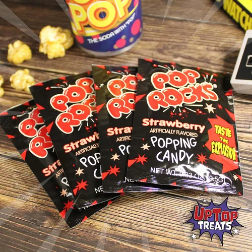 Miniatura 3 de UpTop Treats Strawberry POP ROCKS® Candy Incluye 4 paquetes individuales de mini caramelos para reventar rocas con sabor a fresa, 4.0
