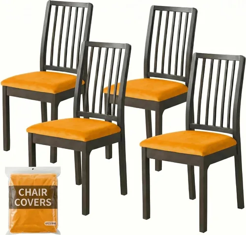 Miniatura 11 de Deisy Dee Fundas de asiento de terciopelo para sillas de comedor, juego de fundas para sillas de comedor (4, azul bebé)