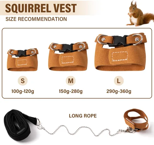 Miniatura 4 de Arnés y correa para ratas, 3 unidades, chaleco para caminar de animales pequeños, correa de cuerda de tracción ajustable para ardilla, jerbo, rata