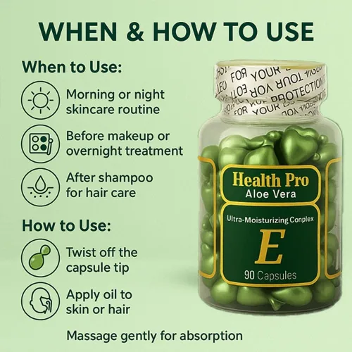 Miniatura 3 de Cápsulas de aceite de vitamina E para la piel – Cápsulas hidratantes tópicas Girar y aplicar con aloe vera 90 cápsulas cada uno (paquete de 2)