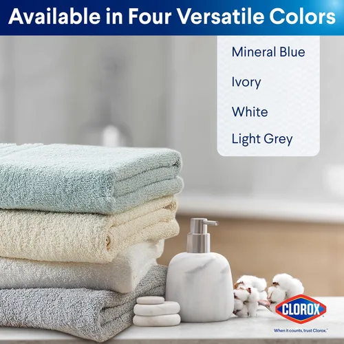 Miniatura 7 de CLOROX Toallitas de baño 100% algodón aptas para usar blanqueador, de secado rápido (12" x 12"), altamente absorbentes, suaves y ligeras, ideales