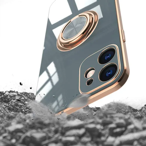 Miniatura 6 de Funda para iPhone 11 Pro con anillo, anillo de rotación de 360 grados integrado con soporte de anillo de rotación de 360 grados con chapado Gris