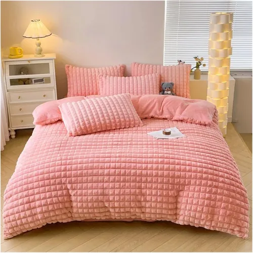 Miniatura 2 de Cama, Invierno Felpa Ropa de Cama de Felpa Cálida Funda de Edredón Juego de Sábanas con Funda de Almohada 4pcs Doble Edredón Juego de Funda Azul