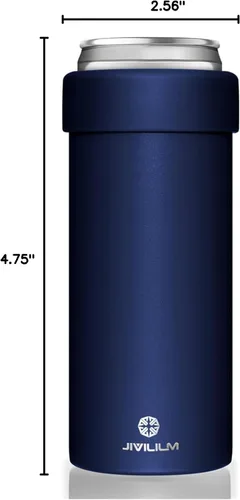 Miniatura 6 de Enfriador para latas delgadas de 12 onzas, doble pared de acero inoxidable cerveza/refresco/bebidas/bebidas energéticas Azul marino