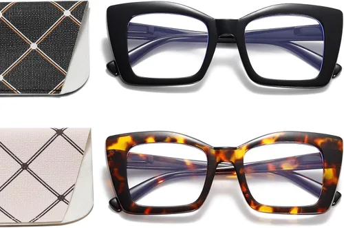 Miniatura 10 de Oprah Style - Lentes de lectura para mujer, con bloqueo de luz azul, cuadrados, de gran tamaño, elegantes y gruesos, bisagra de resorte