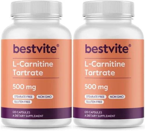 Miniatura 8 de BESTVITE Tartrato de L-carnitina 500 mg por cápsula (120 cápsulas) - Sin estearatos - Sin OMG - Sin gluten - Apoya la salud del corazón