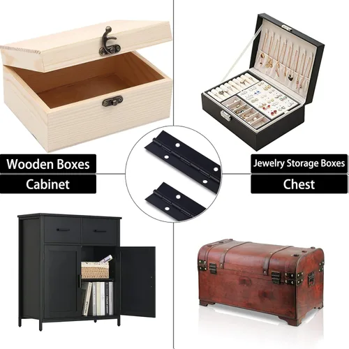 Miniatura 3 de Bisagras de piano resistentes de 24 x 1.2 pulgadas de ancho abierto, acero inoxidable, bisagra continua negra para gabinetes, puertas, cajas