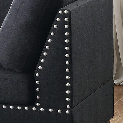 Miniatura 4 de Poundex bobkona viola Set de sofás con otomano en negro linen-like polyfabric mano izquierda o derecha chaise