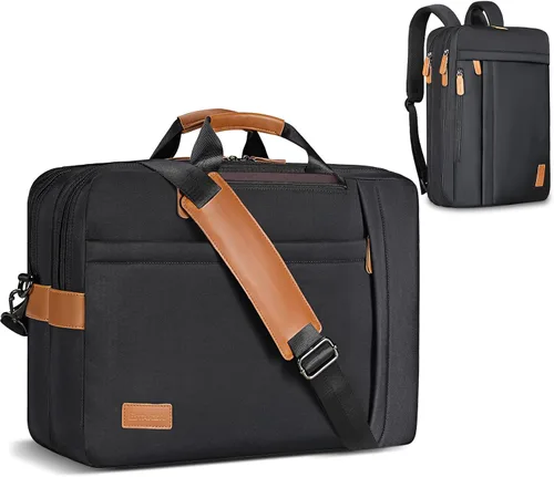 ESTARER Bolsa para laptop 3 en 1 para hombres, mochila para laptop de 17-17.3 pulgadas, bolsa bandolera para computadora para Nailon Negro