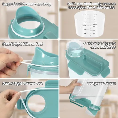 Miniatura 4 de LEAWALK Recipiente hermético de almacenamiento de alimentos para perros y gatos de 5 libras con boquilla grande mejorada, sin BPA, recipientes