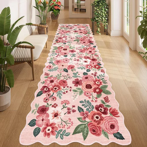 Miniatura 236 de DUKINO Alfombra de área de 6 x 9 pies, alfombra floral para sala de estar, ligera, antideslizante, lavable, alfombra de interior de pelo bajo