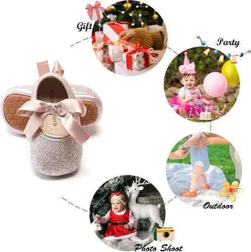 Miniatura 224 de Felix & Flora Zapatos de bebé de suela suave - Zapatos de bebé para caminar, mocasines, suela de goma, zapatos de cuna