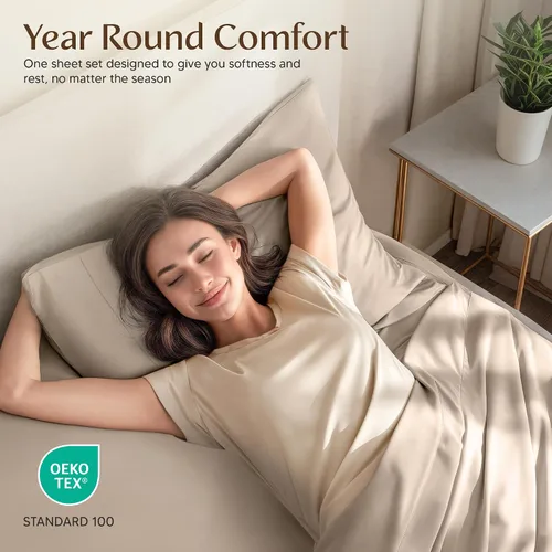 Miniatura 5 de Utopia Bedding - Juego de sábanas de microfibra cepillada, resistente al encogimiento y a la decoloración, de fácil cuidado, 3 piezas, tamaño Beige