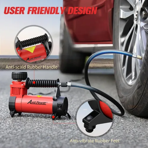 Miniatura 5 de AVID POWER 12V DC Tire Inflator Portable Air Compressor, Compact Air Pump w/Copper Motor, Easy Operation 12V Tire Pump w/Carrying Case & 3 Adapters