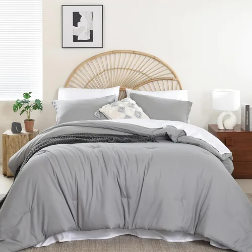 Miniatura 9 de weigelia Juego de Edredón King de 7 Piezas Juego de Edredón Blanco Cama en una Bolsa Suave y Esponjoso Juego de Ropa de Cama Tamaño King con Sábana