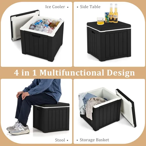 Miniatura 4 de Giantex Enfriador 4 en 1 de 10 galones, baúl portátil con mango integrado, enfriador de hielo multifuncional, mesa auxiliar de cóctel, mesa de bar