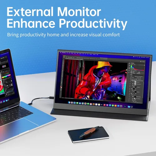 Miniatura 2 de VisionOwl Monitor portátil de 15.6 pulgadas 1080P FHD 85% sRGB segunda pantalla, USB-C HDMI HDR FreeSync Monitor de viaje para laptop, PC, MacBook